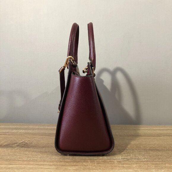 Michael Kors Selma Medium Saffiano Leather Merlot/Wine Satchel Crosbody Handbag - Picture 2 of 16